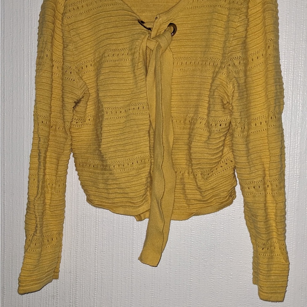 Yellow Knit Tie-Front Sweater